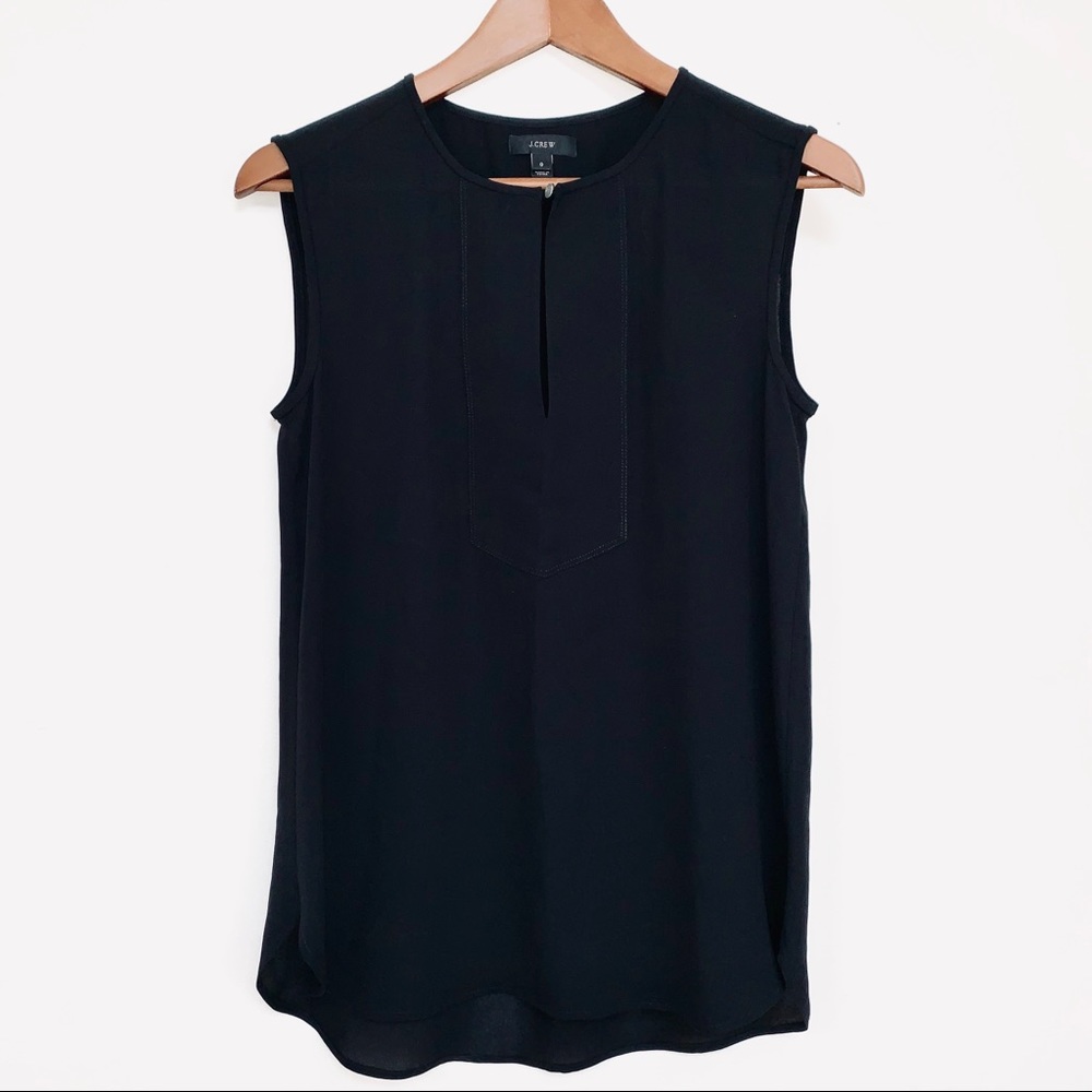 J.Crew Black Keyhole Blouse semi sheer